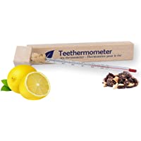 Lantelme Termómetro de té de vidrio en caja de madera medidor de temperatura análogo para el agua de té en vaso de té…